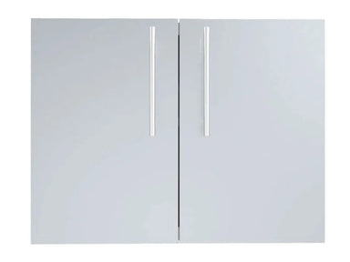 Sunstone DE-DD30 30-inch raised double doors, 304 stainless steel outdoor kitchen access doors with vertical handles.