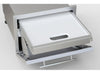 Sunstone DE-DPCF13 paper towel holder tray open, showing flip-out stainless dispenser panel above lower storage drawer.