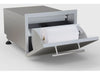 Sunstone DE-DPCF13 outdoor kitchen paper towel dispenser with roll installed, flip-out holder and stainless frame for BBQ island.