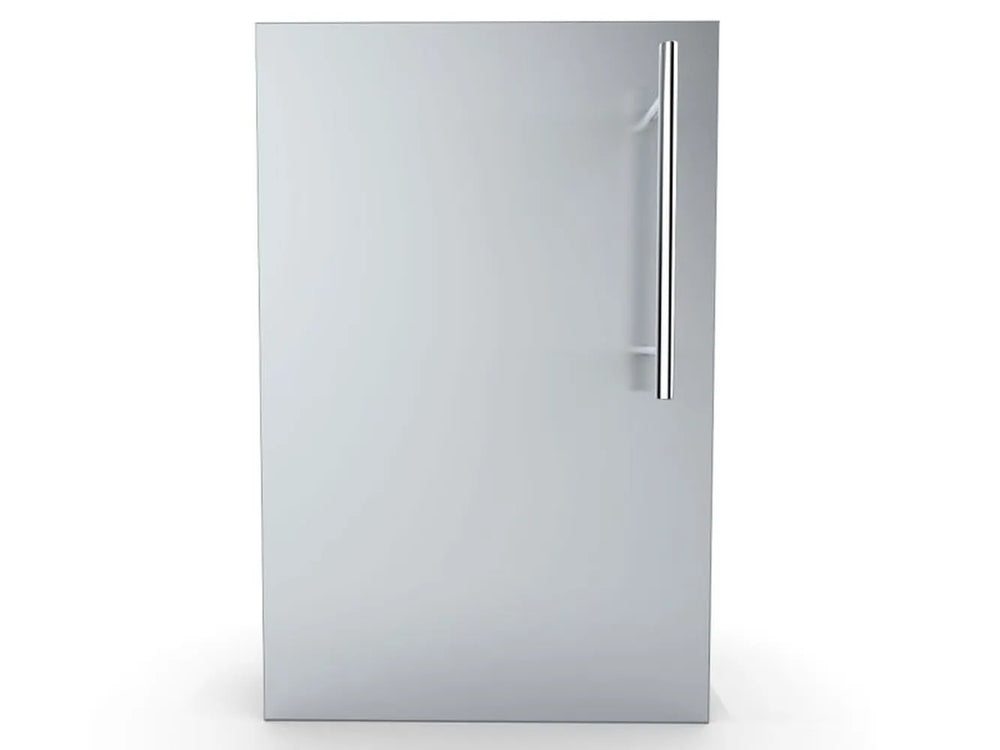 Sunstone DE-DVL15 15-inch 304 stainless steel single access door, left-swing design with vertical handle, front view.