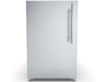 A direct front view of the Sunstone DE-DVPL15 15-inch stainless steel dry storage pantry in a closed position, featuring a sleek vertical bar handle on a left-swing door.