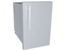 Angled perspective of the Sunstone 15-inch dry storage pantry in a closed position, highlighting its durable stainless steel cabinet construction.