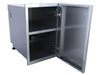 Interior view of the Sunstone DE-DVPR15 dry storage pantry with the right-swing door open to reveal a spacious storage area and an adjustable middle shelf.
