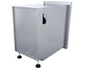 Rear angled view of the Sunstone 15-inch pantry cabinet showcasing the leveling legs and fully enclosed stainless steel box design.