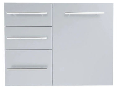 Sunstone DE-LPCTD30 LP combo cabinet with triple drawers and large door, stainless steel outdoor kitchen storage, raised panel fronts.