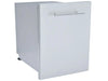 Angled view of Sunstone DE-TRD18 stainless trash drawer cabinet, raised panel design with soft-close hardware for outdoor kitchens.