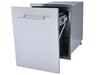 Sunstone DE-TRD18 soft-close trash drawer partially open, showing heavy-duty slide system and hidden waste bin storage.