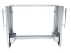 Sunstone DE-DD42 42-inch double access doors open, showing 304 stainless interior storage with shelves and dual handles.