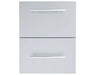 Sunstone DE-DPCF23 raised paper towel drawer combo in stainless steel, outdoor kitchen storage with two-panel design and bar handles.