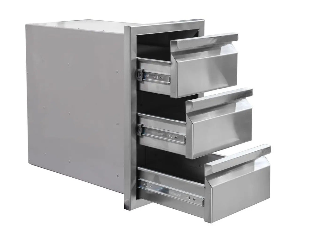 Videl Grills triple drawer outdoor kitchen storage with smooth-glide stainless steel drawers