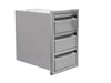 Videl Grills stainless steel triple drawer outdoor kitchen storage unit with sleek flush-mounted design