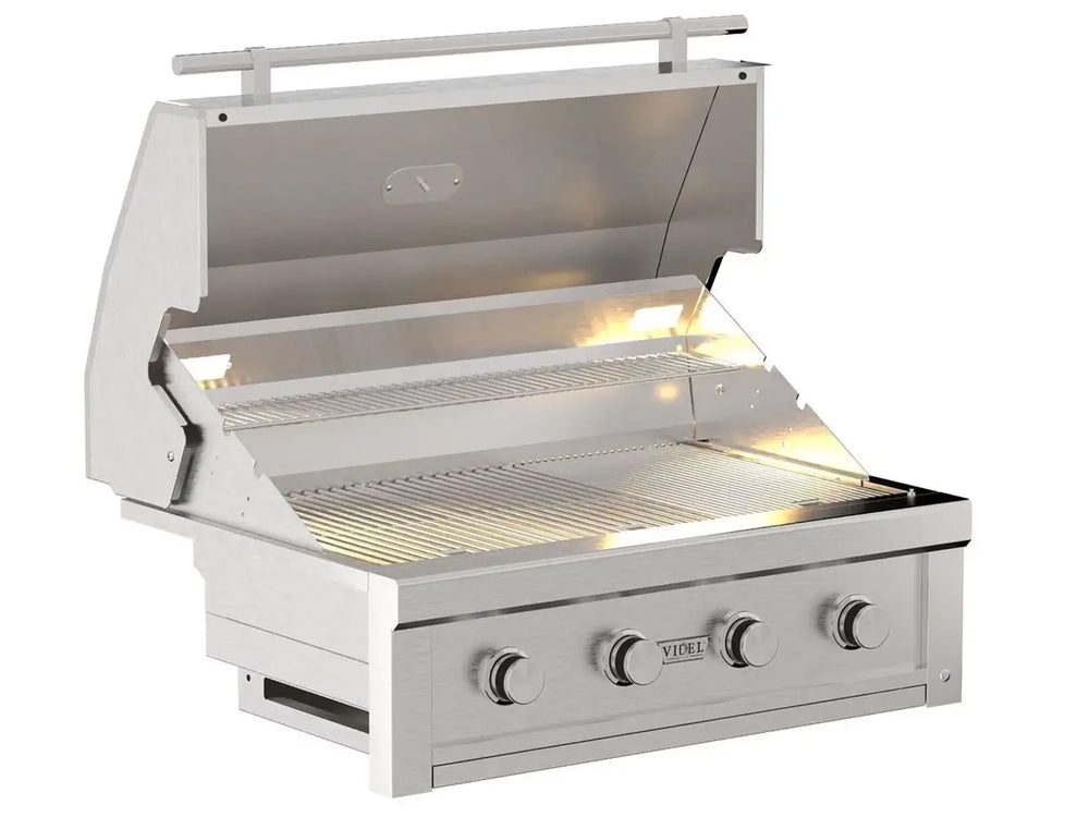 Videl Grills Gran Fuego 36"  Grill Angled View with lights open