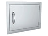 Angled view of Sunstone DH1420 flush stainless access door—reversible hinge design in 304 SS for outdoor kitchen storage and utility access.