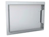 Sunstone DH1420 flush-mount access door frame (door removed) showing stainless mounting flange and interior box for clean outdoor kitchen installation.