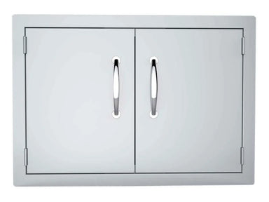 Sunstone DSH30 30" Dry Storage Pantry — flush double doors, two vertical chrome handles, concealed hinges at the outer edges.