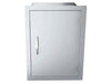 Flush single-door pantry with hinges on the right and handle on the left.