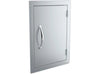 Angled view of Sunstone DV1420 stainless access door—reversible hinge design in 304 SS for outdoor kitchen storage and utility access.