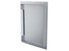 Sunstone DV1724 stainless access door showing rear box and mounting flange—flush installation frame for outdoor kitchen island access.