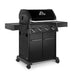 Broil King Crown 410 Shadow 4 burner gas grill, side angle