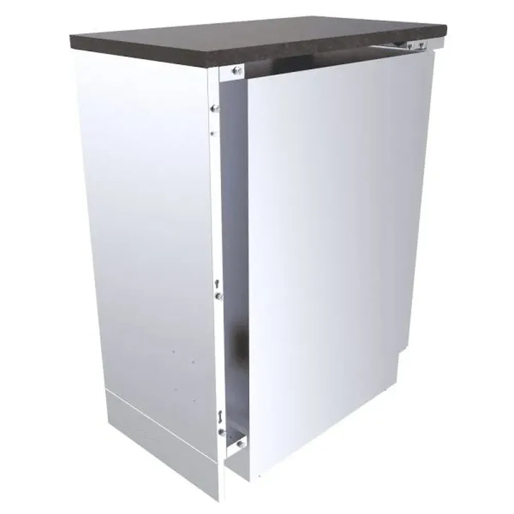 Rear view of Sunstone SCC15SPE 15" back appliance panel with granite counter, stainless outdoor kitchen cabinet back panel support.