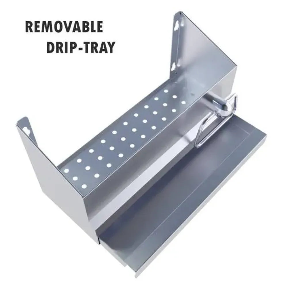 Cocktail Tender BC-BC14 stainless steel bar caddy with removable perforated drip tray and towel ring, outdoor bar accessory.