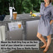 Sunstone BC-DT14 beer drip tray with bottle opener mounted on outdoor kitchen island, convenient draft pour prep zone with drain tray.