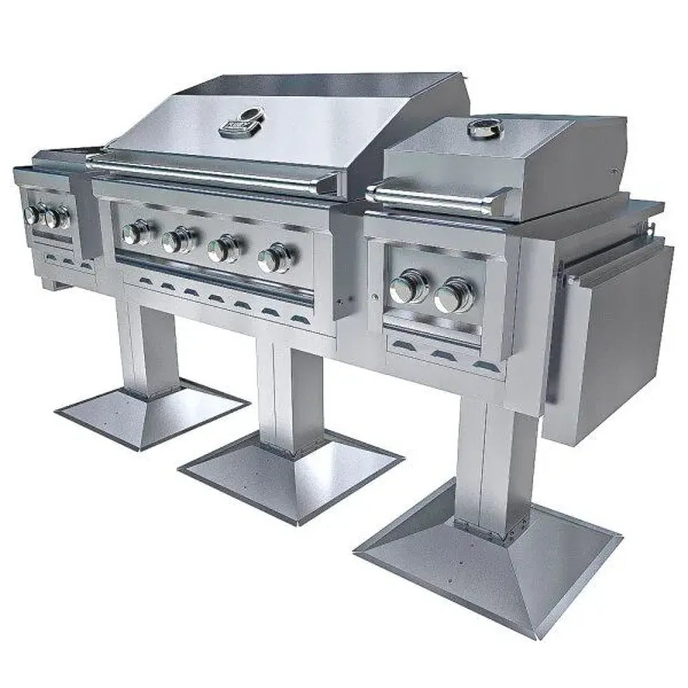 Sunstone Ruby Elite Pro Trio Post Mount 304 stainless steel grill with pedestal base mounts