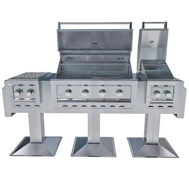 Sunstone Ruby Elite Pro Trio Post Mount open lid configuration with integrated side burners