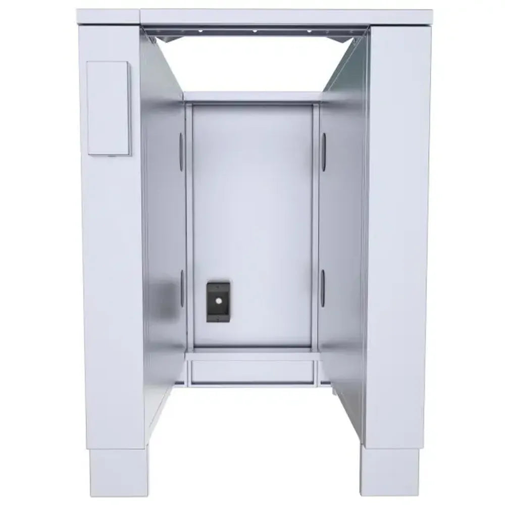 Sunstone SAC24APC 24" fridge appliance cabinet (fits 15" fridge), stainless interior housing with utility access for outdoor kitchen installation.