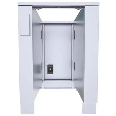 Sunstone SAC24APC 24" fridge appliance cabinet (fits 15" fridge), stainless interior housing with utility access for outdoor kitchen installation.