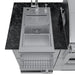 Top view of the Sunstone Caprice outdoor sink featuring removable perforated stainless steel prep trays and a speed rail for organized outdoor food preparation.