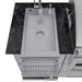 High-angle view of the deep Sunstone Caprice stainless steel sink basin with a center drain, part of the 6′4″ luxury outdoor kitchen island.