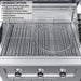 Interior view of the Sunstone Caprice gas grill with the RUBY-RK-3B single rotisserie kit upgrade mounted above the heavy-duty stainless steel cooking grates.