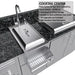 Sunstone SCPGALLEY10.8 Galley island cocktail center close-up with 14-inch bar sink and insulated ice chest station under granite counter.