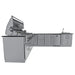 Sunstone SCPRANCHER8.10BY11 Rancher L-shaped island on white background with built-in grill, storage drawers, refrigerator space, and sink.