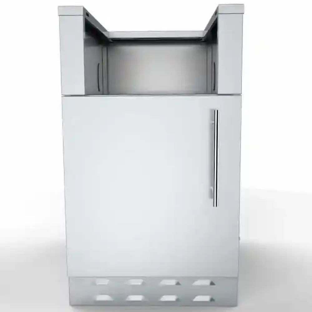 Front view of Sunstone SAC20CSDL 20" stainless appliance cabinet with left-hinged door and vented toe-kick for outdoor kitchens.