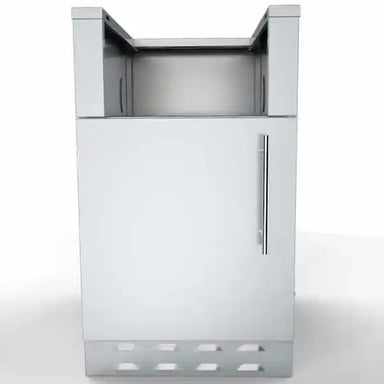 Front view of Sunstone SAC20CSDL 20" stainless appliance cabinet with left-hinged door and vented toe-kick for outdoor kitchens.