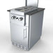 Sunstone SAC20CSDL 20" left-door appliance cabinet shown with built-in side burner on countertop, stainless outdoor kitchen storage base.