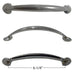 Sunstone P-Handle classic series door and drawer handle, polished stainless pull with 6-1/4 inch center-to-center mounting holes, shown in multiple angles.