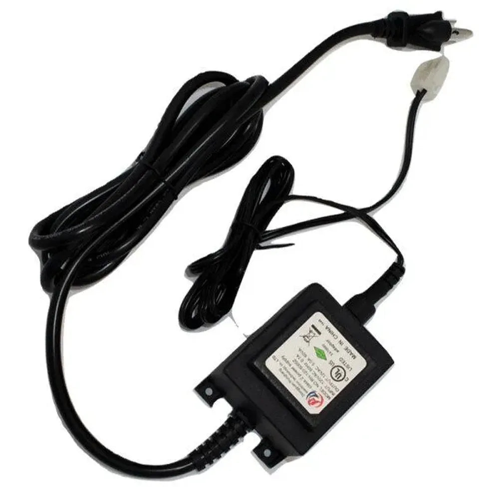 Sunstone P-LT grill light transformer replacement, black power supply with mounting tabs, plug-in cord, and low-voltage lead on white background.