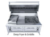 Sunstone EMCHDZ42 feature diagram showing 30,000 BTU burners and dual warming racks