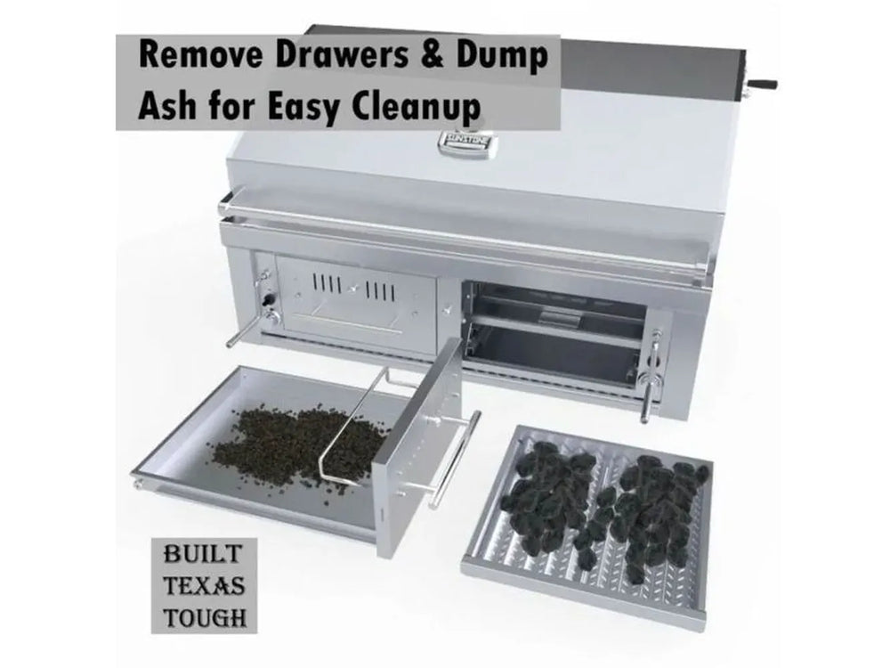 Sunstone EMCHDZ42 42-inch hybrid grill with dual removable ash drawers for easy cleanup