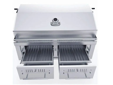 Sunstone EMCHDZ42 dual grilling zones with adjustable burn trays and gas burners below