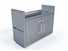 Front view of Le Griddle 40" Maxi Griddle Cart with stainless steel folding shelves collapsed for space-saving storage.