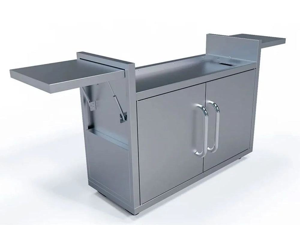 Le Griddle GFCART105 40-inch Griddle Cart cabinet with double doors open, revealing large interior storage for accessories.