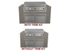 Comparison image of Le Griddle installed with the Trim Kit (top) versus without the kit (bottom) for a visual difference.