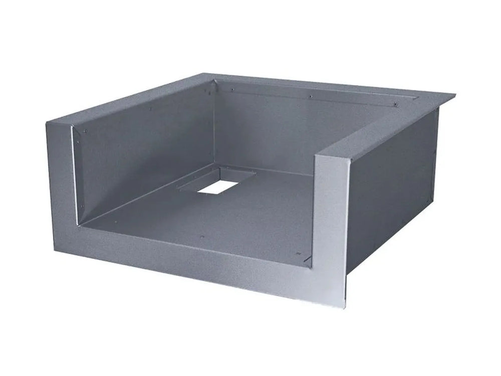 Le Griddle Wee 16" built-in insulated liner, empty silver stainless steel shell for outdoor kitchen heat protection.