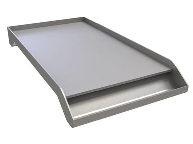 Sunstone SUNCP-GRIDDLE 10" stainless steel griddle tray with raised sides and front grease channel, shown at an angle.