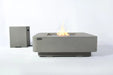 Elementi Plus Lucerne light gray fire table with matching propane tank cover on white background.