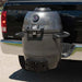 Broil King Keg 5000 kamado charcoal grill mounted to a pickup truck hitch, shown as a portable tailgating charcoal grill.